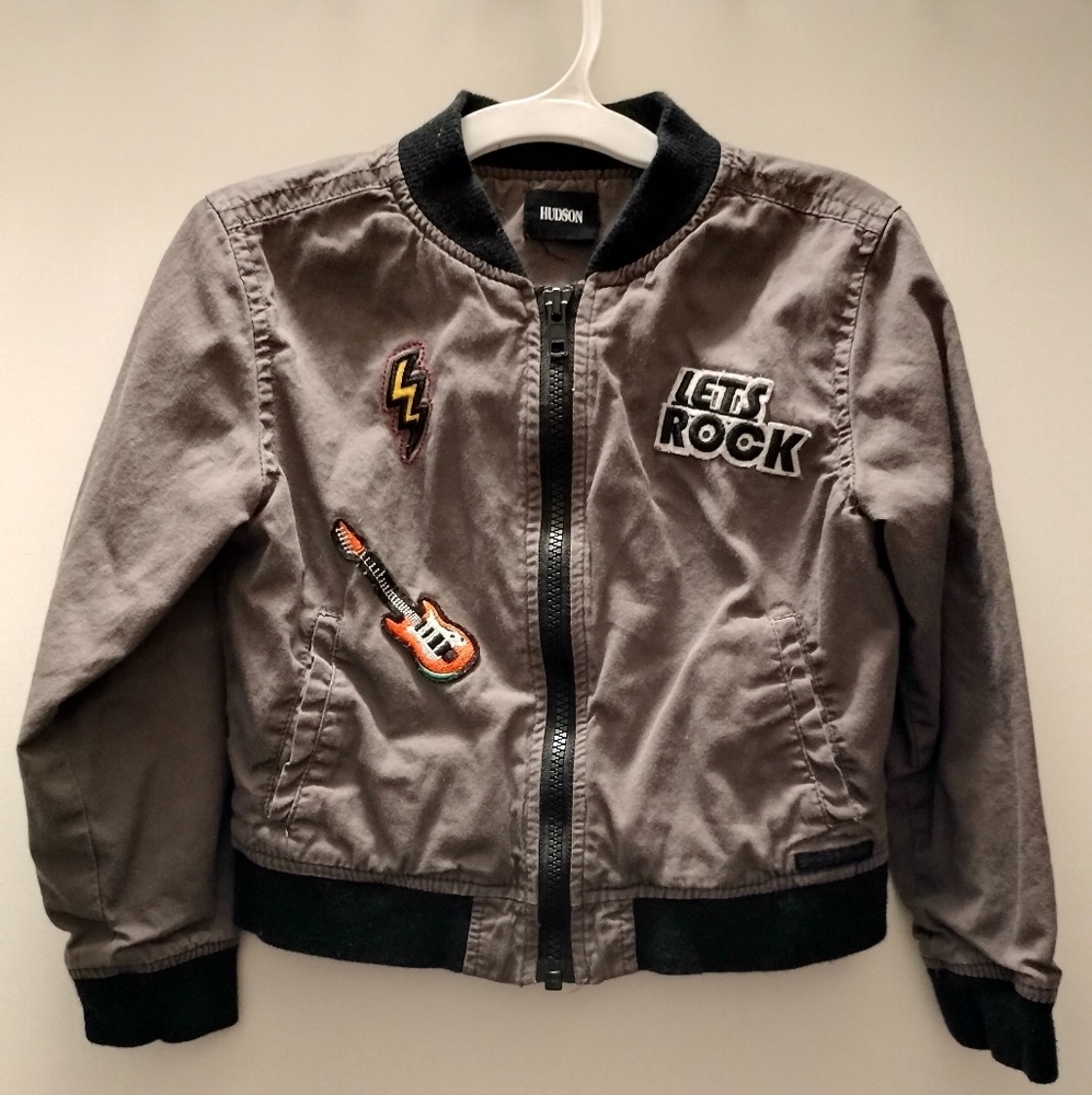 Hudson Zip front jacket with rocker embroidered patches